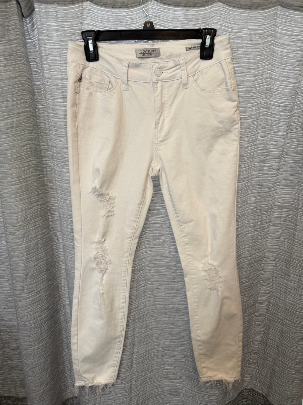 Judy Blue Women's Cream Ripped High-Rise Skinny Jeans